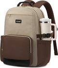 LOVEVOOK Laptop Backpack for Women with Pouch Pocket for Large Capacity Cup,15.6 Inch Teacher Nurse College Work Backpack Purse,Waterproof Laptop Bag Computer Back Pack for Travel, Khaki-Coffee-Black