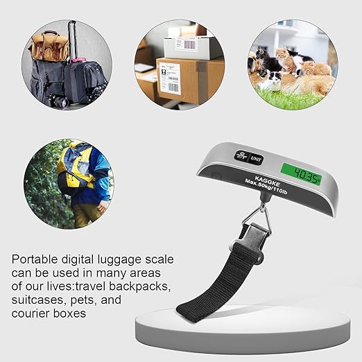 2 Colors Travel Digital Luggage Scale - Portable Baggage Scale - Suitcases Weight Scales - Ideal for Travel Scale Luggage Weight - 110LB/50KG, Includes Battery - Temperature Display Hanging Scales