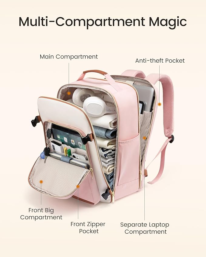 LOVEVOOK Large Travel Backpack for Women & Men, 40L Carry on Backpack for Airplanes, TSA Personal Item Travel Bag fits 17" Laptop, Waterproof Travel Essentials Airline Approved with 3 Packing Cubes