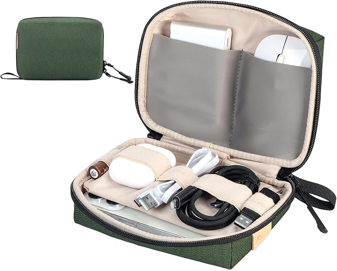 SIMTOP Small Electronics Organizer Travel Case, Portable Tech Case Pouch for Cable, Charger, Phone & Earbuds – Water-Resistant Cord Storage for Commute, Office & Business Trip – Compact Design
