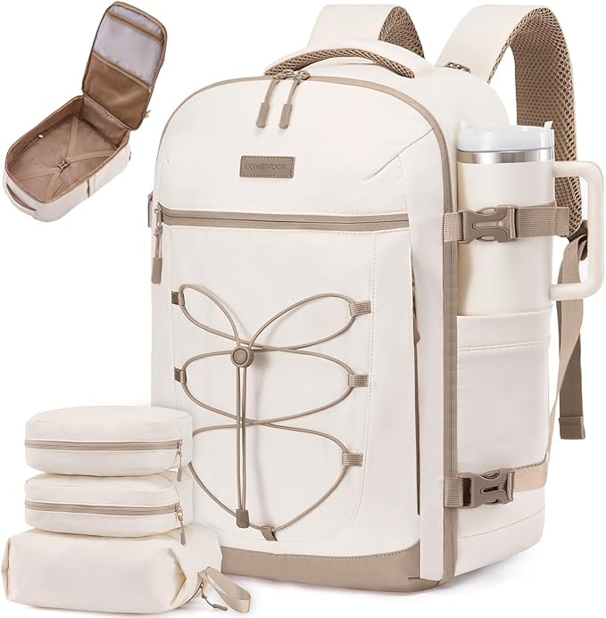 LOVEVOOK Travel Backpack,40L Carry On Backpack Large Fits 17.3" Laptop,TSA Personal Item Travel Bag with 3 Packing Cubes,Water Resistant Laptop Bag Travel Essentials for Weekender Business Hiking