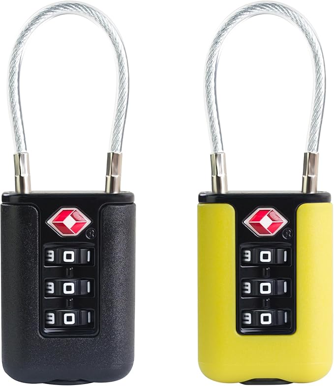 Suitcase Locks TSA Approved, 3 Digit Combination Padlock, TSA Locks for Luggage, Combo Padlock with Code, for Backpack, Gym Locker, Ammo Can, Guitar Gun Case, Bag Zipper (Black+Yellow)