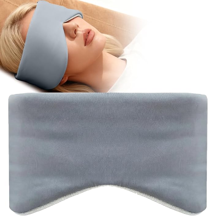 Sleep Mask for Women Men, Reversible Eye Mask Sleeping with Cozy & Cooling Sides, Adjustable Velcro Band, Blackout Face-Hugging Padded Eye Cover for Sleeping Travel Office, Grey/White