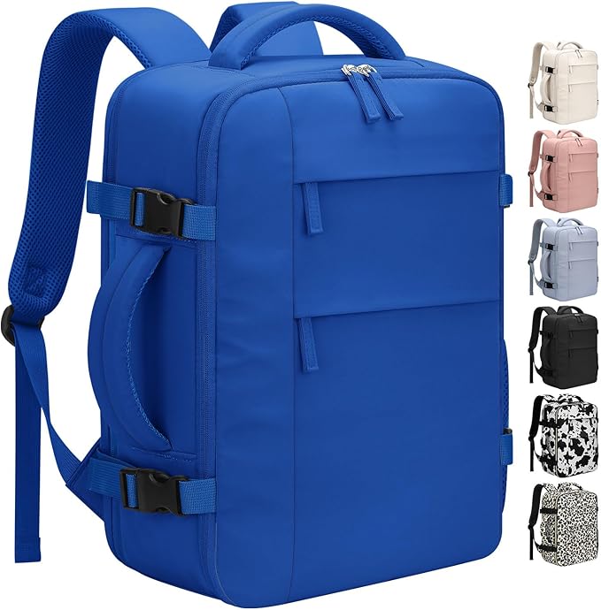 Pritent Travel Backpack for Women Man, Waterproof Laptop Backpack Travel Bag Airline Approved Carry on Weekender Overnight Bag Bookbag for Business,Travel, Work Fits 17.3 inch Laptop(Large,Royal Blue)