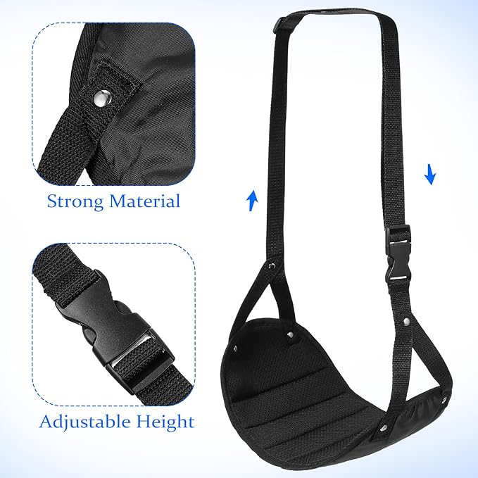 Tofficu Adjustable Portable Foot Hammock 16.5 Inch Lightweight Hanging Footrest for Plane Travel Office Use with Sleep Eye Mask and Storage Pouch