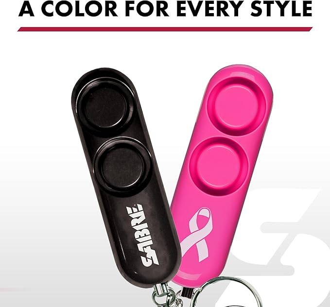 SABRE Personal Alarm With Key Ring, 120dB Alarm, Audible Up To 1,280 Feet (390 Meters), Simple Operation, Reusable, Pink