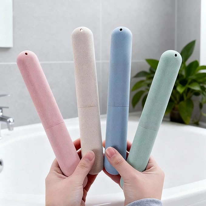4-Pack Toothbrush Travel Case, Ventilated Portable Travel Toothbrush Holder, Dustproof Breathable Protective Cover, Lightweight Storage Toothbrush Container for Traveling Business Trips Camping