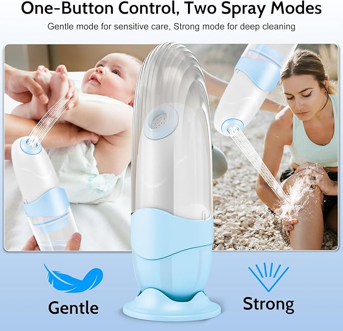 Portable Bidet for Travel Mini Handheld Bottle-Ready Jet Sprayer, Type-C Rechargeable with Gentle & High-Pressure Modes, On-The-Go Camping Toilet Hygiene for Women, Men & Babies（Blue）
