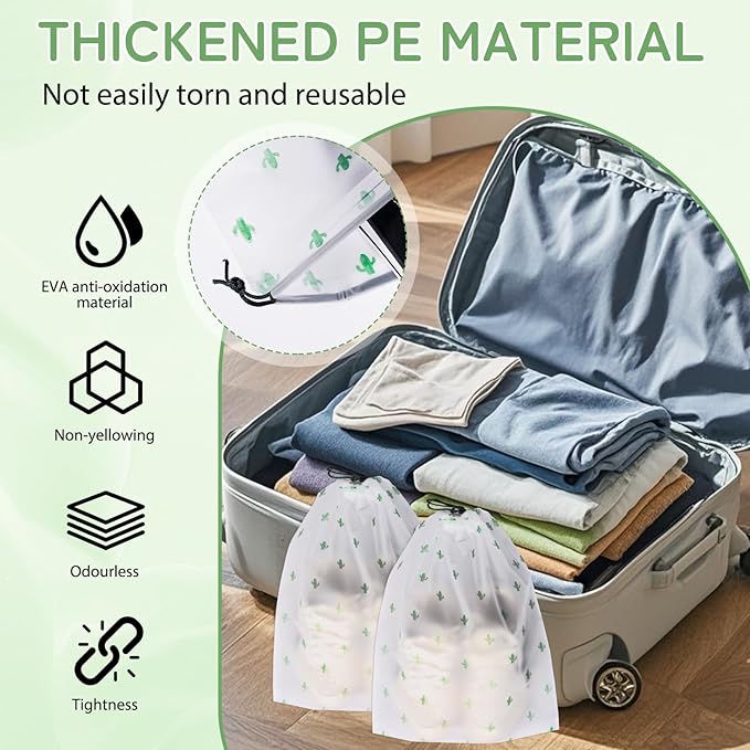 Shoe Bags for Travel, 15.7" x 11.8" Travel Shoe Bags for Packing, Large Waterproof Portable Travel Shoe Storage Bags Travel Essentials Women for and Men (20, Cactus)