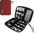 Lcsmaokin Electronics Travel Organizer,Portable Waterproof Electronic Travel Storage Bag for Small Charging Cord Storage,Charger,SD Card etc,for Travel,Business-Wine Red Black