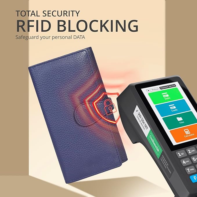 Real Leather Women Wallet Leather with RFID Blocking -Trifold Card Holder Designer Ladies Clutch with ID Window Wallets