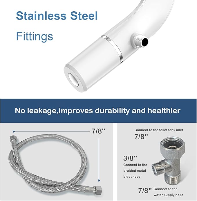 Ultra-Slim Bidet Attachment for Toilet - Dual Nozzle (Feminine & Posterior Wash) | Lead-Free Stainless Steel Valve | Non-Electric Adjustable Water Pressure | 2.48" Slim Fit Standard Toilets