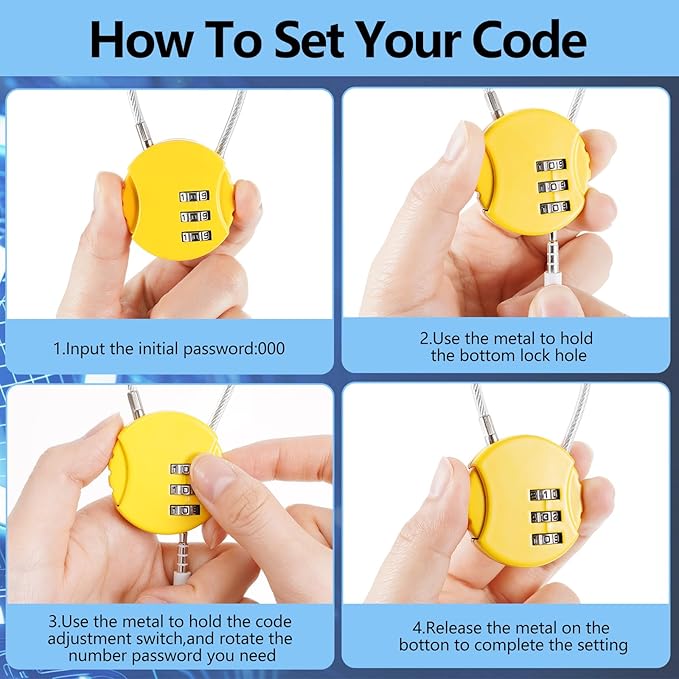 Moxweyeni 16 Pack Combination Wire Lock 3 Digit Small Combo Luggage Number Cable Padlock Outdoor Waterproof Resettable Lock for School Gym Locker Travel Backpack Suitcase Storage (Assorted Color)