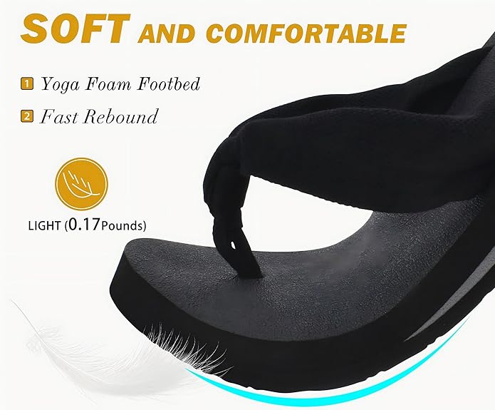 KuaiLu Flip Flops for Women with Arch Support Yoga Mat Comfortable Summer Beach Walking Thong Cushion Sandals Slip On Indoor Outdoor