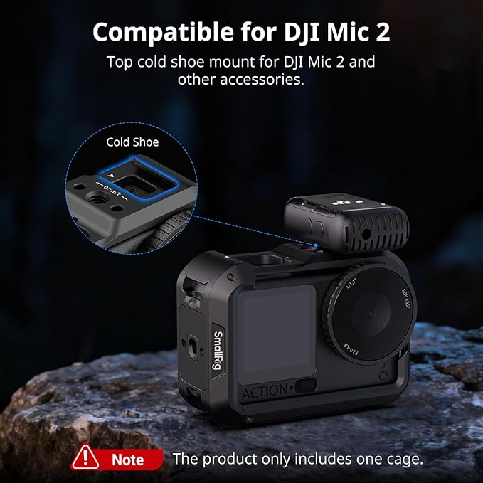 SMALLRIG Action 6 Cage for DJI Osmo Action 6 with Expansion Interfaces, Cold Shoe, 1/4"-20 Threaded Hole, Quick Release, Aluminum Action Camera Cage for DJI Action 6, Protective Frame Cage - 5888