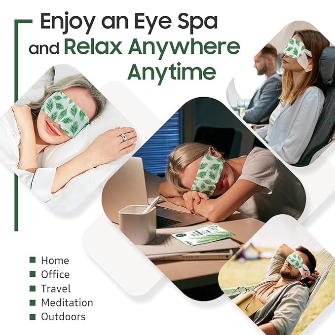 BeHoomi 20Packs Steam Eye Mask, Heated Eye Mask Warm Compress for Eyes, Disposable Self Heating Steam Mask for Sleep, Spa, Travel Essentials, Relaxation Gifts for Women, Mothers Day Gifts (Tea Tree)