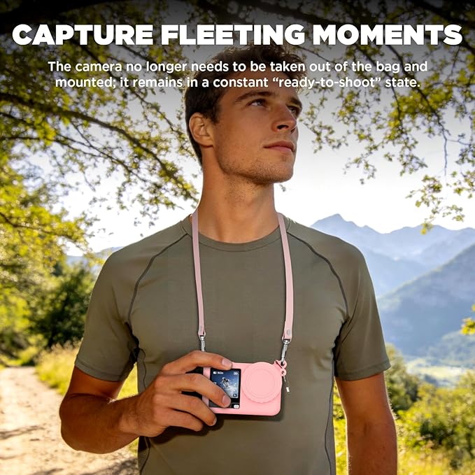 Case for DJI Osmo Action 6 with Lanyard, Soft Silicone Non-Slip Anti-Drop Wear-Proof and Washable Action Camera Protector Case Compatible with DJI Osmo Action 6 Accessories (Pink)