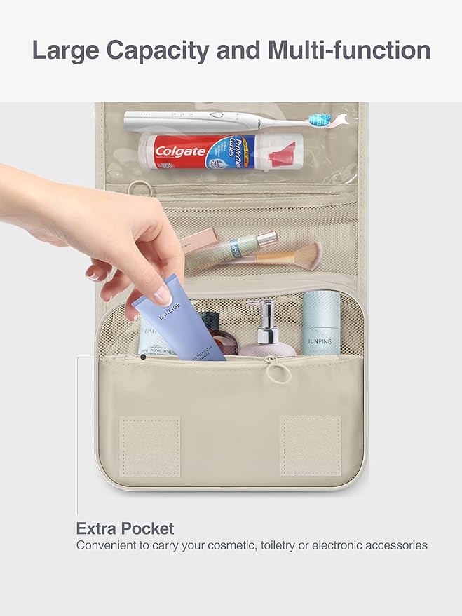 Luxtude Hanging Toiletry Bag for Women with Hanging Hook, Water-resistant Traveling Toiletries Bag, Portable Toiletry Travel Organizer Bag for Toiletries, Shower, Bathroom, Cosmetics Accessories etc.