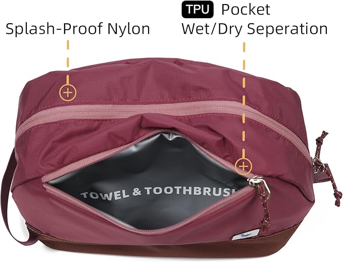 Travel Toiletry Bag 5L, Compact Travel Organizer with Waterproof TPU Wet/Dry Compartment