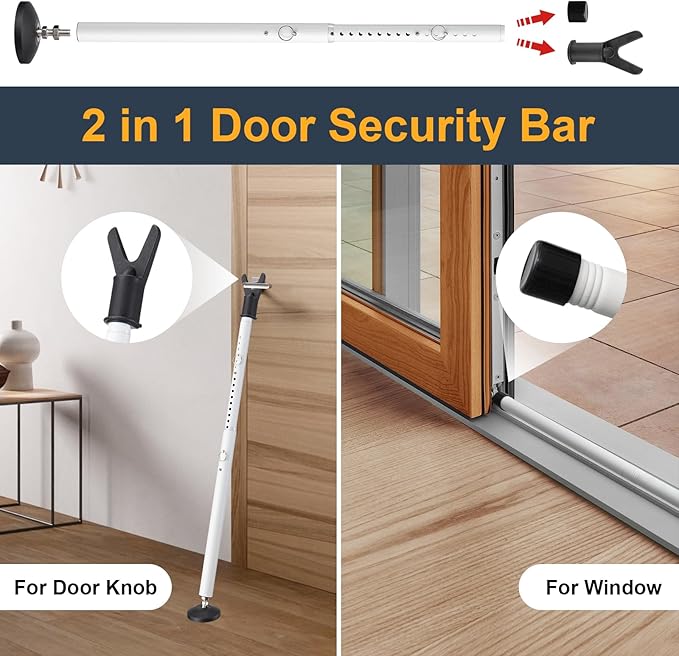 2 Pack Sliding Door Security bar,Heavy Duty Portable Door Lock,2-in-1 Adjustable Sliding Door Lock Bar,Door Barricade Security Bars for Window,Stop, Front Door, Patio Door, Apartment