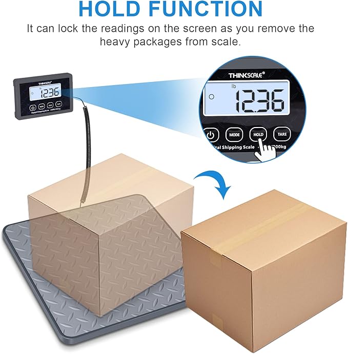 THINKSCALE Shipping Scale, 440 lb/1oz High Accuracy Digital Postal Scale for Packages with Hold/Tare Function, Lightweight Postage Scale, Commercial Weight Scale for Luggage/Warehouse/Home