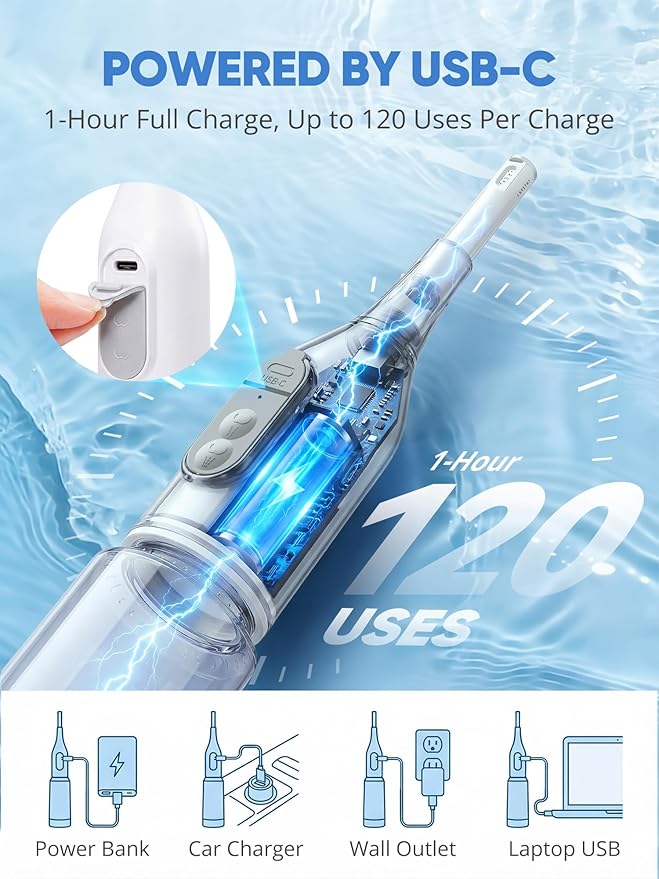 ONTHEWEI Handheld Electric Portable Travel Bidet, Pocket-Sized with Dual Pressure Modes, 360° Nozzle, IPX7 Waterproof & USB-C Rapid Charge for Postpartum Care & Personal Hygiene for Men & Women