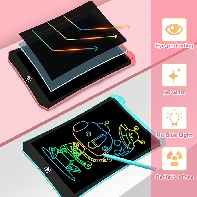 LCD Writing Tablet, 2 Pack Toddler Kids Toys, 10 Inch Doodle Board Drawing Pad, Travel Essentials Kids Games, Back to School Supplies Toys Birthday Gifts for Girls Boys Age 3-8