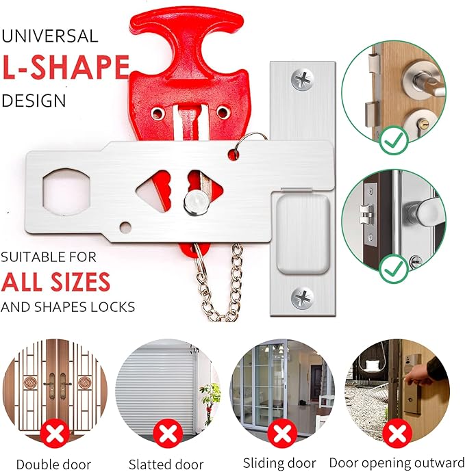 ZZRUI Portable Door Lock Extra Lock for Additional Privacy and Safety in Home,Hotel and Apartment,Travel,Bedroom,AirBNB(2 Pack)