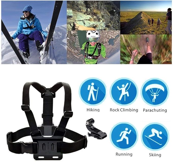 Head Mount Strap Chest Strap Mount Compatible with Gopro Hero 13 12 11 10 9 8/AKASO EK7000 Brave 4 7LE/DJI Osmo Action 5 Pro/ODDV/Hiicam/Apexcam Action Camera