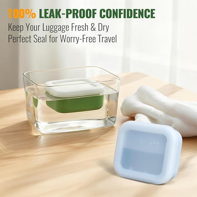 AIMAIAIMAI Shampoo Bar Travel Case Compatible with Kitsch, Leakproof Silicone Small Travel Soap Case with Draining Pad, Portable Soap Container for Gym & Camping, 1 Pack (Baby Blue)