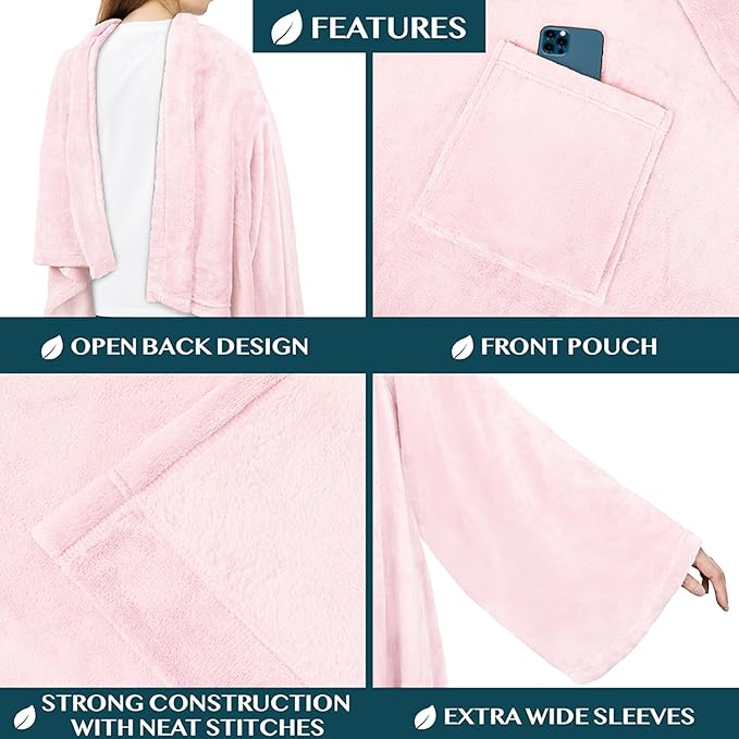 PAVILIA Wearable Blanket with Sleeves for Adult Women Men, Cozy Fleece Warm Wrap Throw with Arms, Gifts for Christmas, Wife