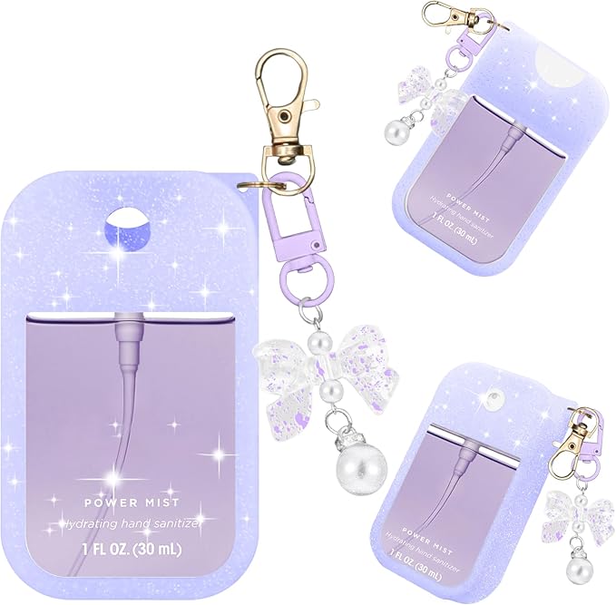 Silicone Case Compatible with Touchland Hand Sanitizer Spray Mist 1 oz with Bow Keychain