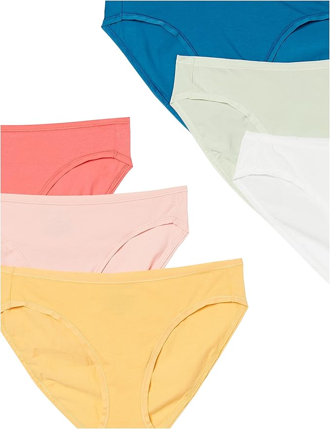 Amazon Essentials Women's Breathable Cotton Bikini Brief Underwear with Full Coverage, Multipacks