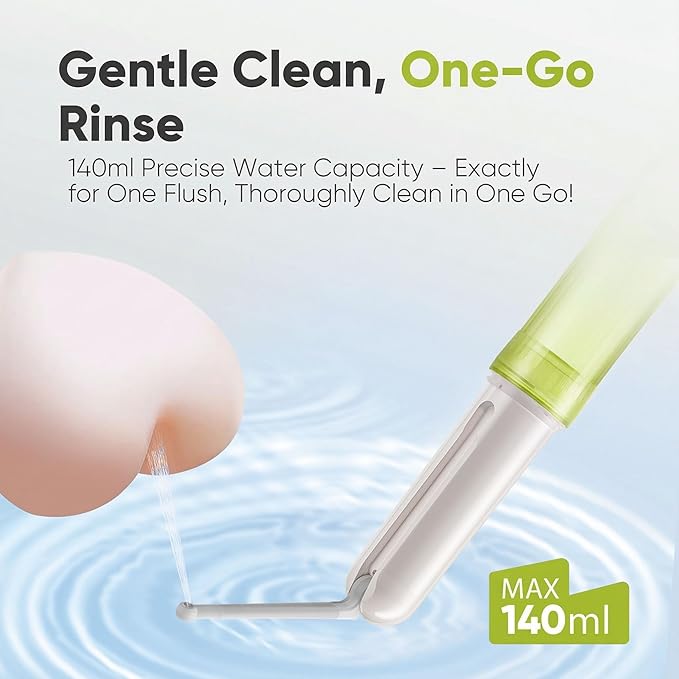 Portable Electric Bidet Sprayer - Handheld Travel Bidet with 2 Pressure Modes - Waterproof Foldable Pocket-Sized & Cordless for Bathroom Ultimate Personal Hygiene Cleaning at Home and Camping - Green