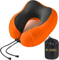 Travel Pillow - 100% Memory Foam - Travel Pillows for Airplane - Neck Pillow Airplane and Car Use - Memory Foam Travel Neck Pillow - Travel Essentials for Women and Men (Orange)