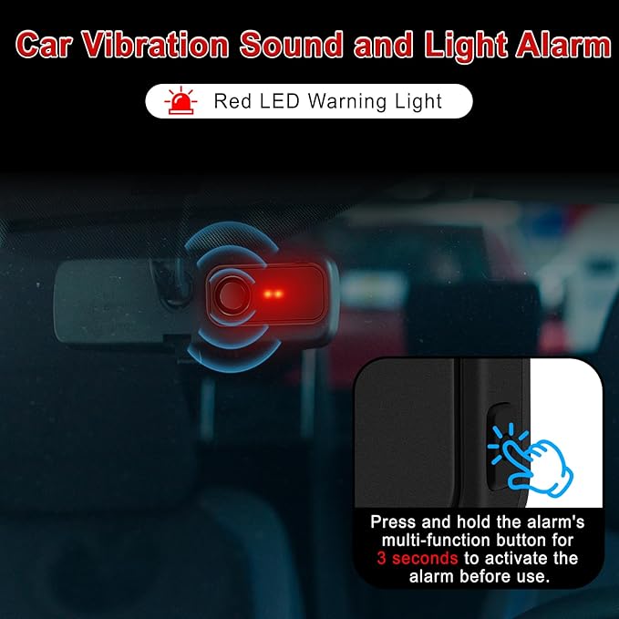 USUPERINK Car Alarm System, 113dB Fake Car Alarm, Motion Alarms for Cars Vehicle Security Alert Automotive Vibration Warning Interior Safety Red LED Light IP66 Waterproof, 4Pcs