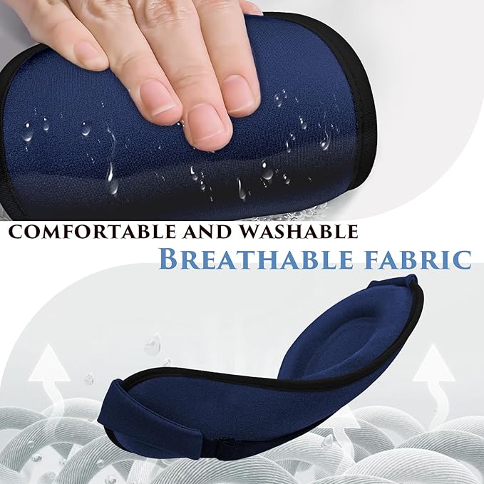 Weighted Eye Mask Cover for Sleeping - Eye Masks for Sleep with Adjustable Strap, Lash Extension Eye Covers for Women Men, 3D Contoured, Plane Travel Essentials, Blindfold for Meditation (Navy Blue)