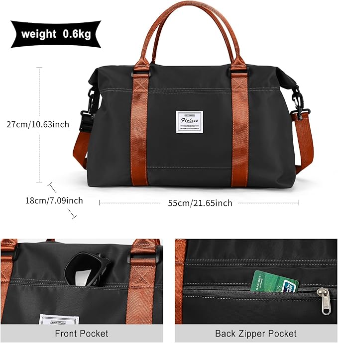 HYC00 Travel Duffel Bag,Carry-on Overnight Weekender Bags for Women,Sports Tote Gym Bag with Wet Pocket