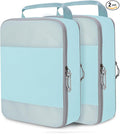 Compression Packing Cubes for Travel Essentials, 2 Set Expandable Compression Bags for Travel Packing Cubes for Suitcase Luggage Organizer Bags, Blue Mesh
