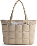 BAGSMART Expandable Tote Bag for Women, Puffer Work Tote Handbag, Quilted Carry On Bag for Travel Gym