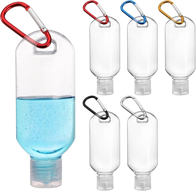 Kingrol 50 Plastic Travel Squeeze Bottles with Keychains, 2 oz Empty Hand Sanitizer Bottles, Portable Liquid Squeeze Containers for Toiletries, Cosmetics - Leak Proof, Refillable