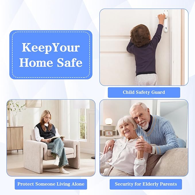 Child Safe Door Reinforcement Lock 2 Pack, 800lbs Heavy Duty Aluminum Inward Door Security Lock, 3 Inch Stop with Protective Silicone Strips for Extra Kids Safety, Silver