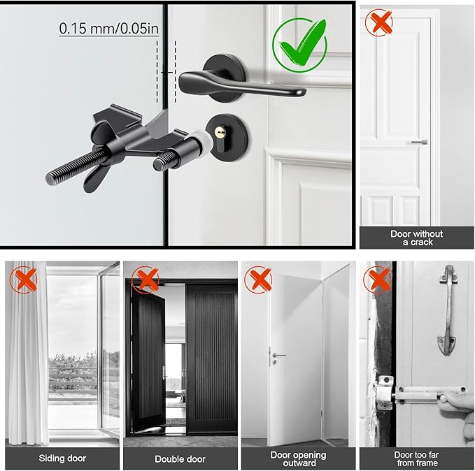 AceMining Upgraded Portable Door Lock Home Security Door Locker Privacy Perfect for Traveling Hotel Home Apartment College and Travel Lockdown Locks for Additional Safety, Black