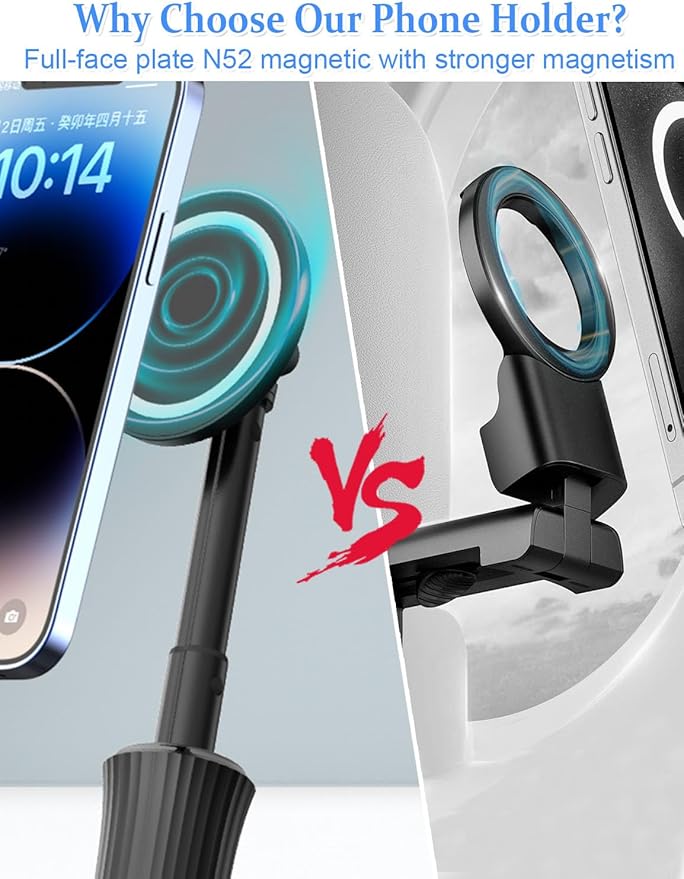 Magnetic Phone Holder for Desk, for Magsafe Cell Phone Mount Clamp Clip, 360° Rotating Adjustable Length Handsfree Phone Mount for iPhone 16 Pro Max, 15 Pro Max, 14 Plus, 13 Mini & 4-7" Phone