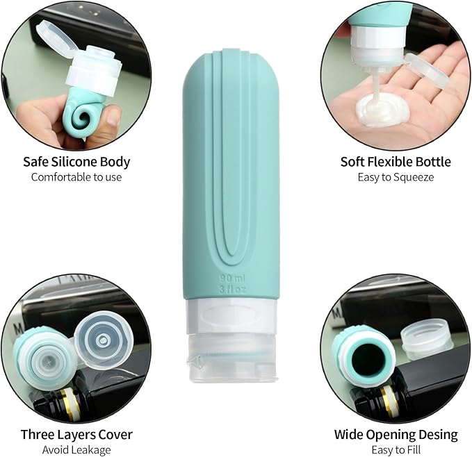 Mrsdry 16 Pack Travel Bottles for Toiletries, Oversize 6oz Silicone Travel Containers, Leak Proof Refillable Liquid Shampoo And Conditioner Travel Essentials
