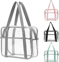 SxoSyo Clear Makeup Bags Large Travel Toiletry Bag for Women Transparent Bag Clear Cosmetic Bags with Handle Bathroom Organizer (Silver grey)