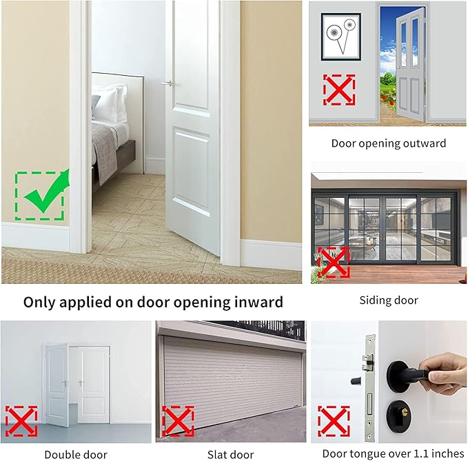 Rerishom Portable Door Lock Extra Lock for Additional Privacy and Safety in Home, Hotel, Apartment, AirBNB - Red