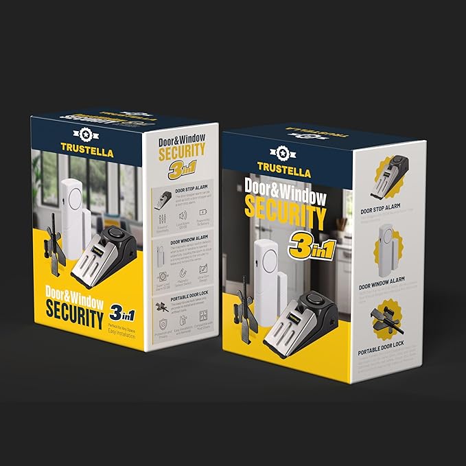 All in one Original Trustella Heavy-Duty Portable Door Lock - Stainless Steel Security Tool for Enhanced Safety - Ideal for Home, Travel, Hotels, Apartments