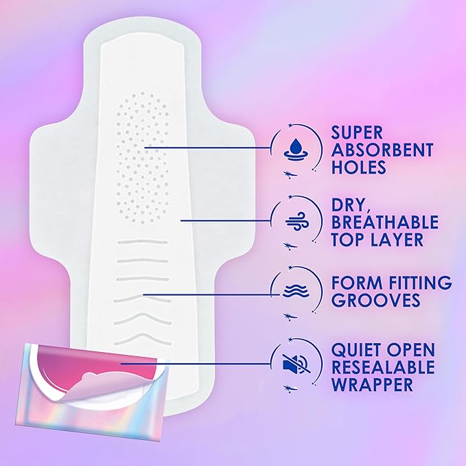 Always Pocket Feminine Pads with FlexFoam,Size 2,Heavy Flow,with Wings,Unscented,60 Count (Pack of 2)