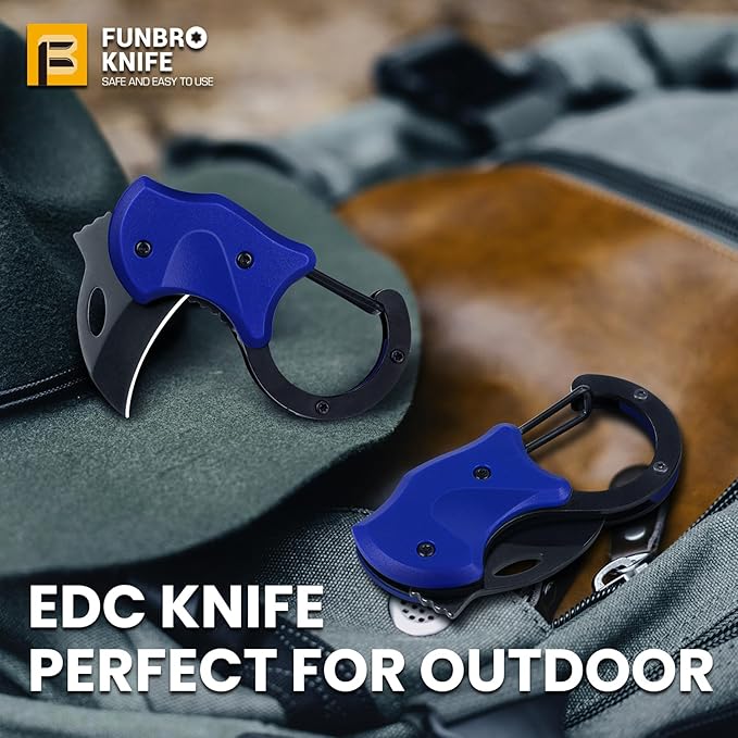 FUNBRO Small Pocket Knife for Men, Cool Folding Knife Box Cutter with 1.34 inch Sharp Blade, EDC Knives Tool for Everyday Carry, Great Gift for Men (Klein Blue)